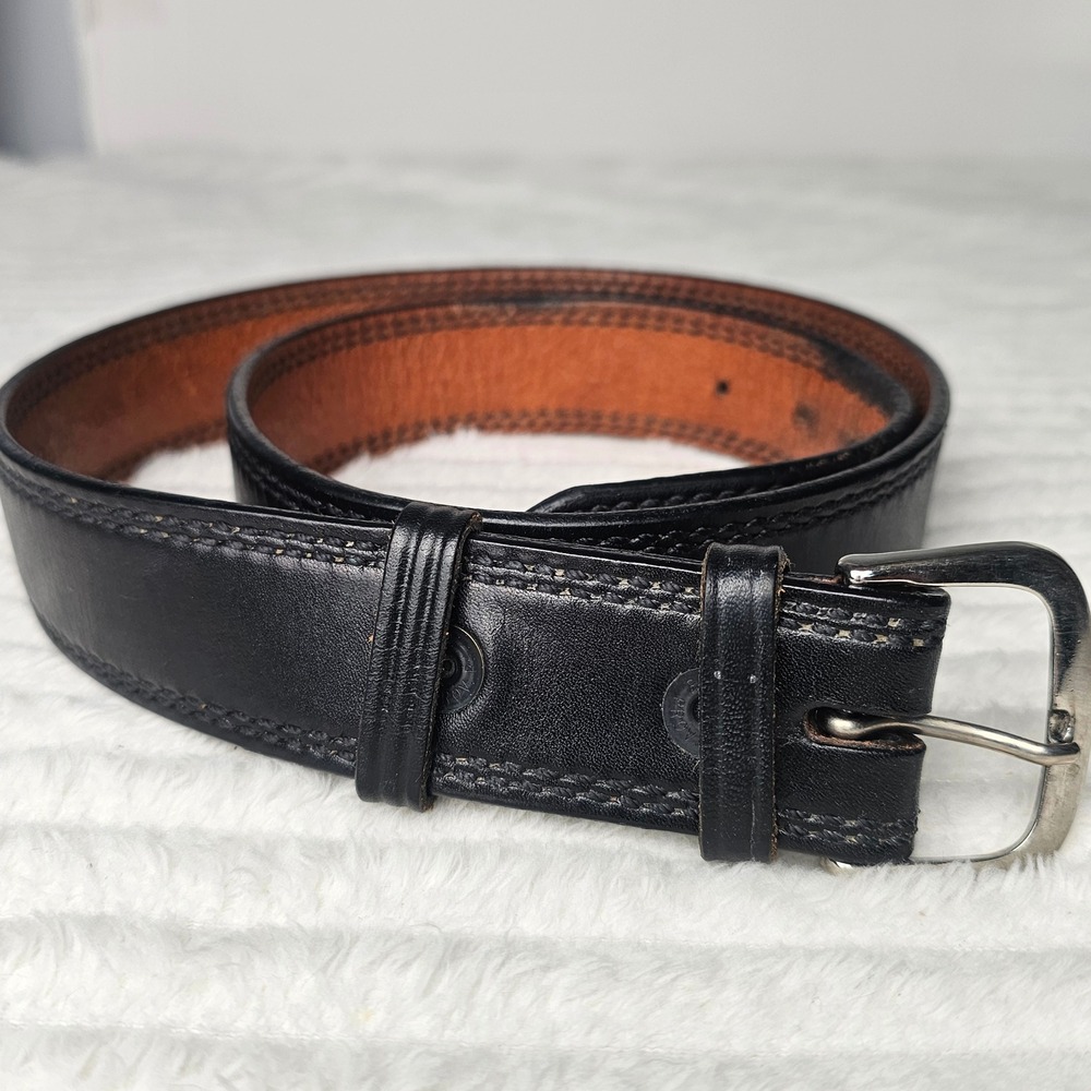 Don Hume Mens Leather Stitched Classic Belt 36 Black Western Workwear